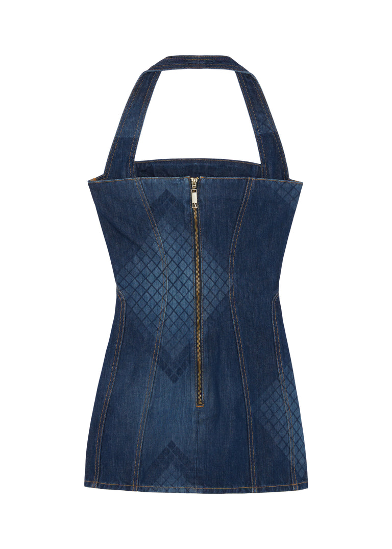 Laser Denim Mini Dress