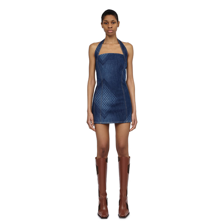 Laser Denim Mini Dress