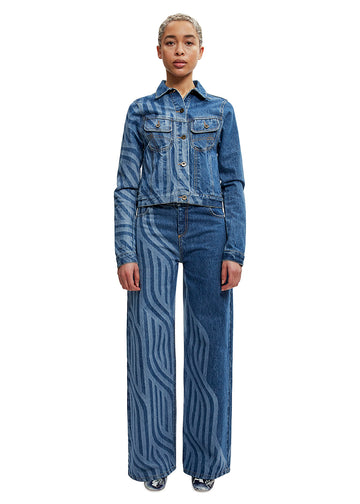 Fitted laser denim jacket