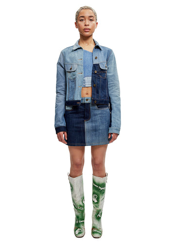 Rework denim skirt
