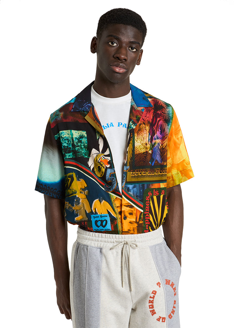 Printed viscose short sleeve shirt